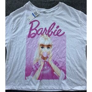 Love Tribe Barbie Shirt Womens Xlarge White Graphic Print Cropped Tee New